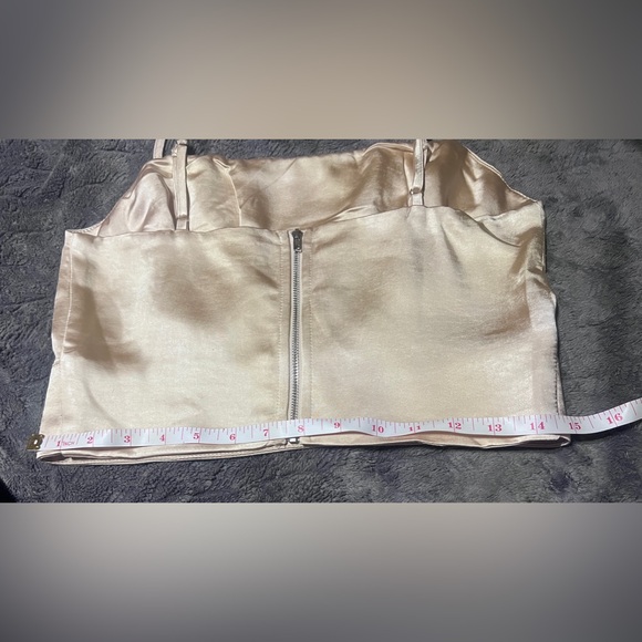 Lulus Luxe'd Out Champagne Satin Cropped Tank Top size M - Picture 9 of 9
